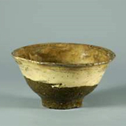 Bowl, buncheong ware with brushed design
